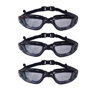Óculos Natação Adulto AX Silicone PRO Preto com Estojo PROMO - 870 - PACK COM 3