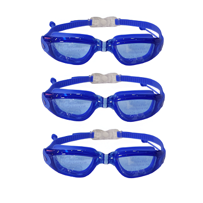 Óculos Natação Adulto AX Silicone PRO Azul com Estojo PROMO - 870 - PACK COM 3