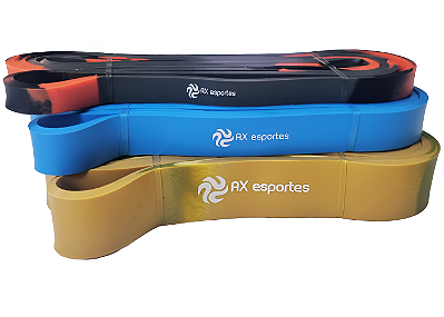 Kit Faixa Elástica Super Band 3 Intensidades AX Esportes PROMO - PACK 3 Pçs (1 DE CADA)