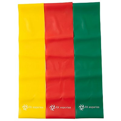 Kit Faixa Elástica Thera Band 3 Intensidades AX Esportes PROMO - PACK 3 Pçs (1 DE CADA)