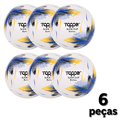 Bola Futebol SALÃO Topper SLICK CUP - Material PU e Camera de Butil - PACK COM 6
