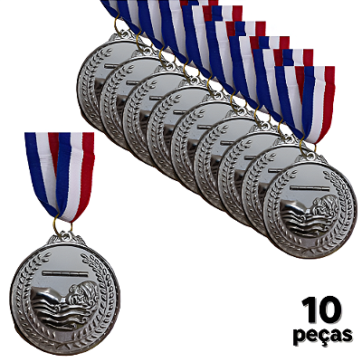 Medalha NATAÇÃO ONDA PRATA AX 65mm YWA 470 - PACK COM 10