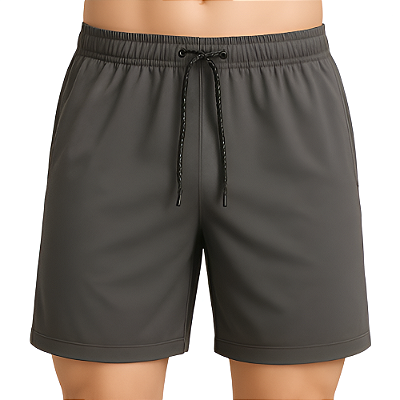 Calção Esportivo AX Poliéster Liso Cinza