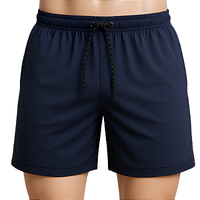 Calção Esportivo AX Poliéster Liso Azul Marinho