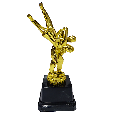 Troféu de Judô 1º Lugar 18,5cm Giro Luta Dupla Base Quadrada AX - 832