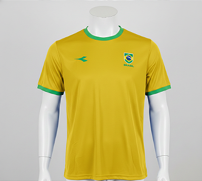 CAMISA DIADORA BRASIL ADULTO MASCULINA AMARELA - PROMO