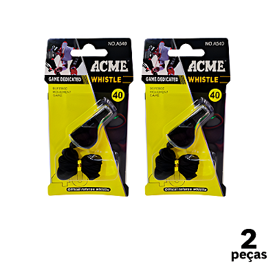 Apito 40 Plástico Preto com cordão AX Acme Whistle A540 - 754 - PACK COM 2