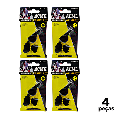Apito 40 Plástico Preto com cordão AX Acme Whistle A540 - 754 - PACK COM 4