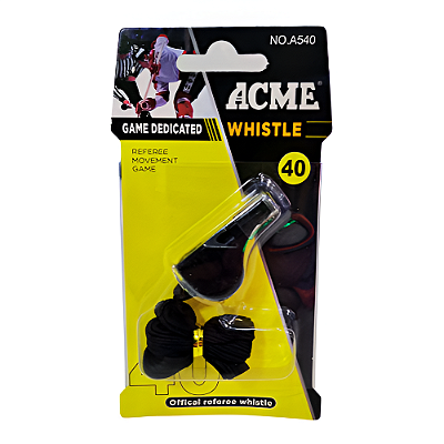 Apito 40 Plástico Preto com cordão AX Acme Whistle A540 - 754 - PACK COM 6