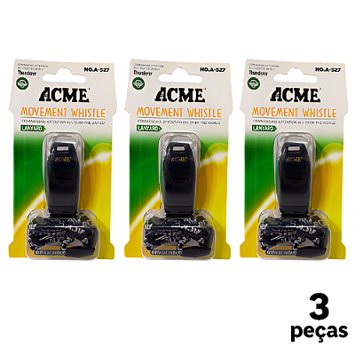 Apito Longo 3D com Cordão 115DB ACM A-527 AX - 747 - PACK COM 3