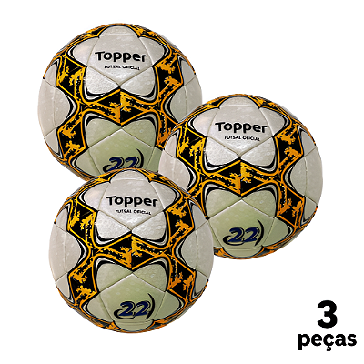 Bola Futebol SALÃO Topper Slick 22 Costurada PU AD. - PROMO - PACK COM 3