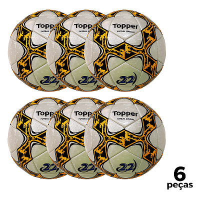 Bola Futebol SALÃO Topper Slick 22 Costurada PU AD. - PROMO - PACK COM 6