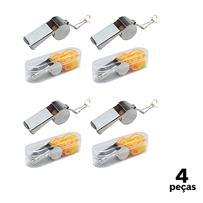 Apito Metálico Com Cordão AX CY - PACK COM 4