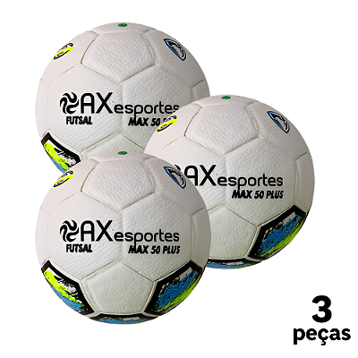 Bola Futsal AX Maxi 50 Of. PLUS Matrizada PU STAR Miolo Substituivel - PACK COM 3