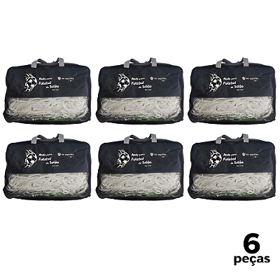 Rede de Futebol Salão Fio 6mm Seda PRO Pesada Top com Bolsa AX Par  738 - PACK COM 6