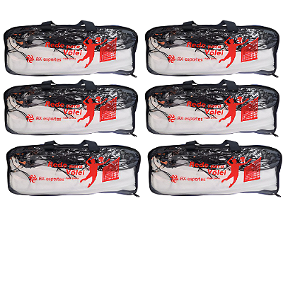 Rede de Volei 1 Lona Fio 2 Top c/ Bolsa e Cabo de Aço AX PROMO - 739 - PACK COM 6