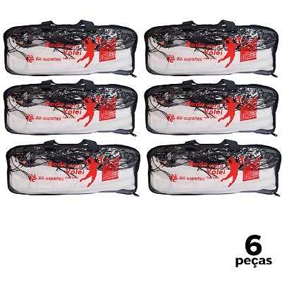 Rede de Volei 1 Lona Fio 2 Top c/ Bolsa e Cabo de Aço  AX - 739 - PACK COM 6