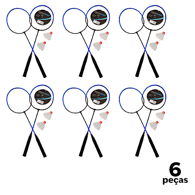 Kit Badminton  AX CY Esportes 2 Raquetes 2 Petecas e Sacola CY - 37025 / 37083 - PACK COM 6