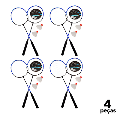 Kit Badminton  AX CY Esportes 2 Raquetes 2 Petecas e Sacola CY - 37025 / 37083 - PACK COM 4