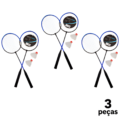 Kit Badminton  AX CY Esportes 2 Raquetes 2 Petecas e Sacola CY - 37025 / 37083 - PACK COM 3