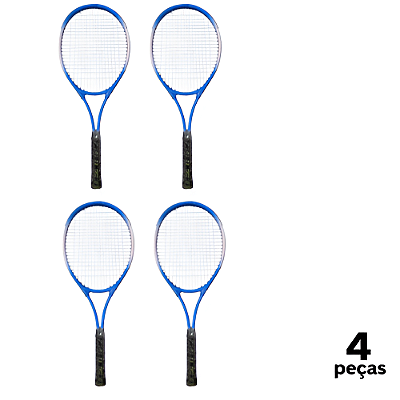 Raquete Tênis Campo Adulto PRO 1 Raquete Aluminio com Bolsa AX CY (Unid.) T27 Azul - PACK COM 4