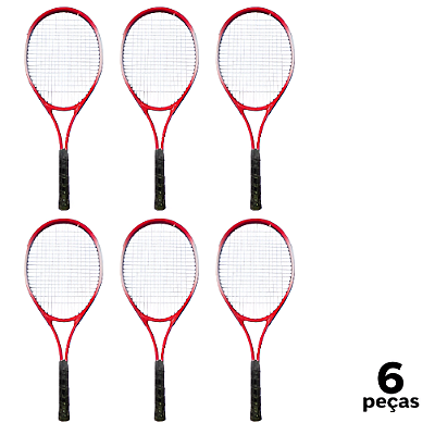 Raquete Tênis Campo Adulto PRO 1 Raquete Aluminio com Bolsa AX CY (Unid.) T27 Vermelho - PACK COM 6