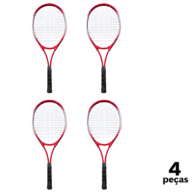 Raquete Tênis Campo Adulto PRO 1 Raquete Aluminio com Bolsa AX CY (Unid.) T27 Vermelho - PACK COM 4
