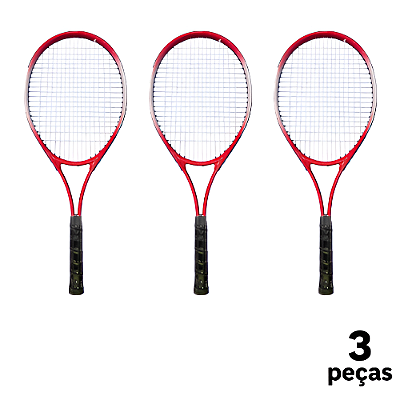 Raquete Tênis Campo Adulto PRO 1 Raquete Aluminio com Bolsa AX CY (Unid.) T27 Vermelho - PACK COM 3