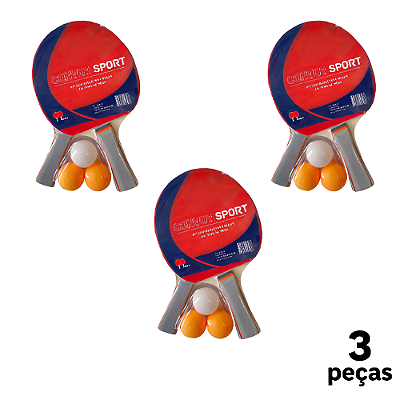 Raquete Tênis de Mesa  AX CY Kit com 2 Raquetes e 3 Bolinhas 37063 - PACK COM 3