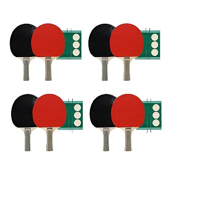 Raquete Tênis de Mesa Kit AX CY c/ 2 Raquetes, 3 Bolinhas, Suporte e Rede 38030  - PACK COM 4