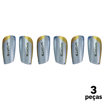 Caneleira Juvenil Sports Cinza Metálica AX - 795 - PACK COM 3