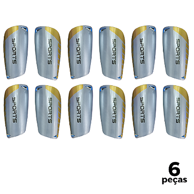 Caneleira Adulto Sports Branca Metálica AX - 796 - PACK COM 6
