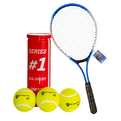 Raquete Tênis Campo AD/JUV Ferro AX CY com Bolsa T27 + Tubo 3 Bolas Tênis Premium AX Esportes