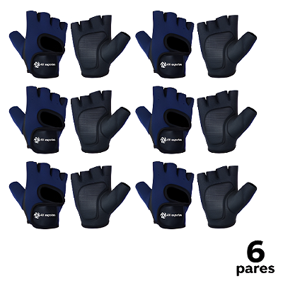 Luva Ciclismo Musculação Neoprene Marinho AX Esportes  TAM G - 885 - PACK COM 6 PARES