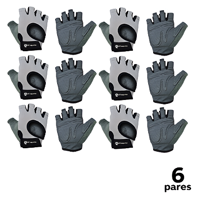 Luva Ciclismo Musculação Polegar Felpudo Cinza AX Esportes - 888 - PACK COM 6 PARES