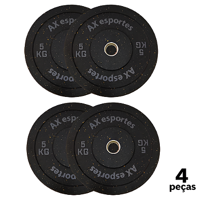 Anilha 5 KG LPO Olimpica Bumper PRO AX Esportes PROMO - 881 - PACK COM 4