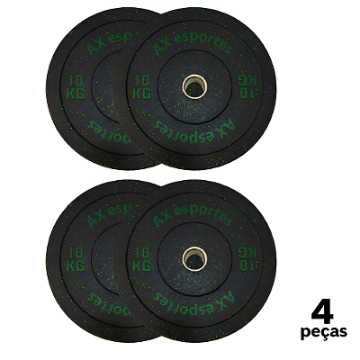 Anilha 10 KG LPO Olimpica Bumper PRO AX Esportes PROMO - 882 - PACK COM 4