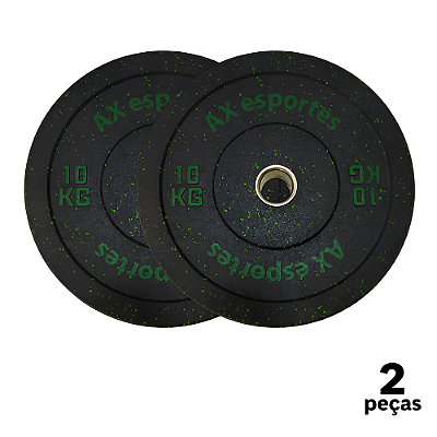 Anilha 10 KG LPO Olimpica Bumper PRO AX Esportes PROMO - 882 - PACK COM 2