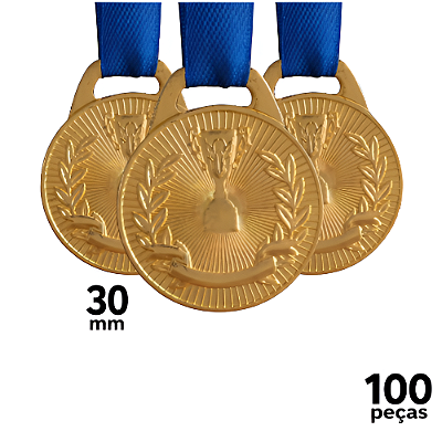 Medalha Honra ao Mérito Ouro AX 30mm - YWA 467-FA465-429 - PACK COM 100