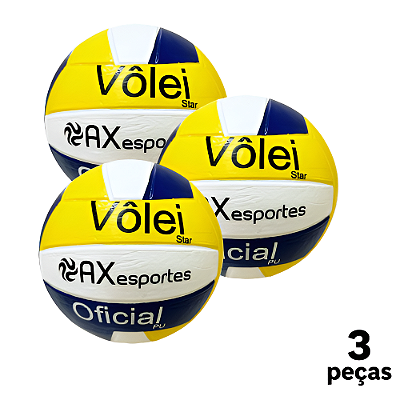 Bola Vôlei Oficial AX Star PU 18 Gomos - PACK COM 3