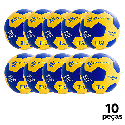 Bola Handebol H3L Adulto AX Esportes Matrizada AZ/AM - PACK COM 10
