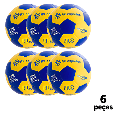Bola Handebol H3L Adulto AX Esportes Matrizada AZ/AM - PACK COM 6