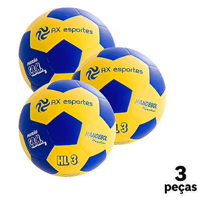 Bola Handebol H3L Adulto AX Esportes Matrizada AZ/AM - PACK COM 3