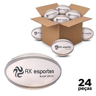 Bola Rugby Branca Adulto Oficial Com Costura AX 709 - CAIXA COM 24