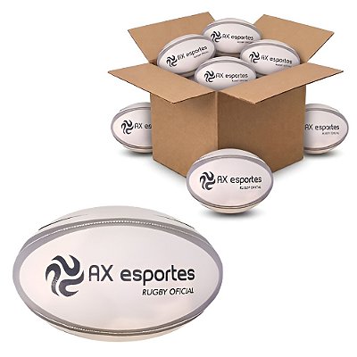 Bola Rugby Branca Adulto Oficial Com Costura AX 709 - CAIXA COM 24