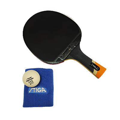 Raquete Tenis de Mesa STIGA CARBO 6 Estrelas Kit 1 Raq. + 1 Bola e 1 Munheq. - 095