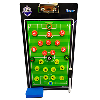 Quadro Tático Futebol Magnética c/ Caneta e 27 Imãs 35x20  - 060