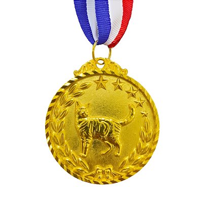 Medalha Gato Ouro AX 65mm Pet - 983