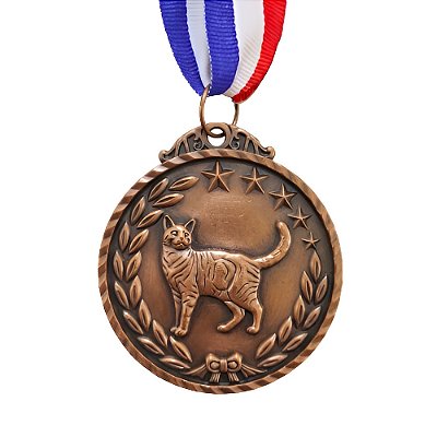 Medalha Gato Bronze AX 65mm Pet - 983