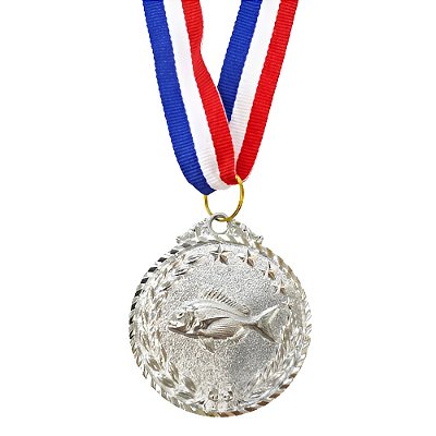 Medalha Peixe Prata AX 50mm - 981